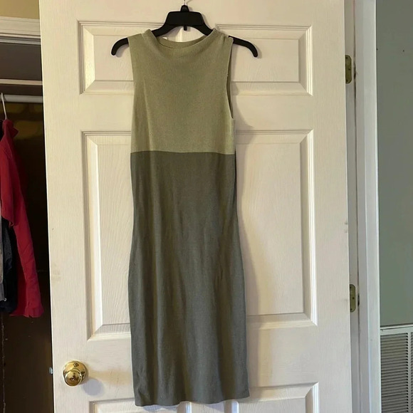 Merona green long sweater dress color block, army and sage green - Picture 3 of 9